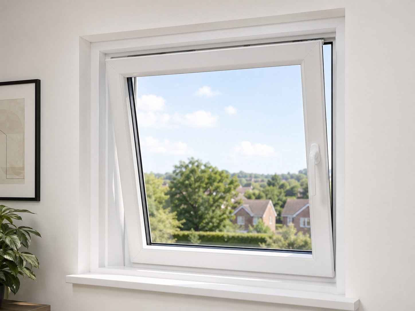 Close detail of a replacement window frame used during survey checks
